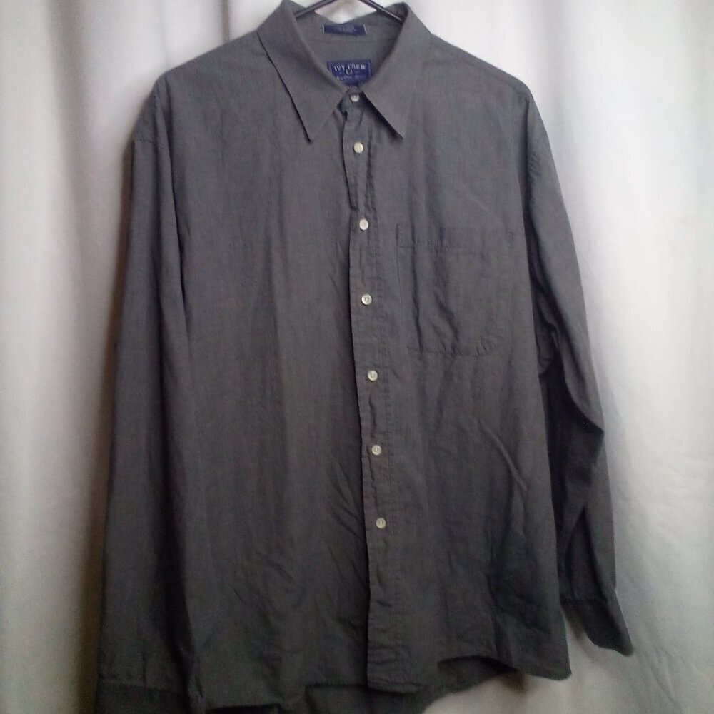 Ivy Crew Shirt Men 17 34/35 Button Up Long Sleeve Pocket Gray